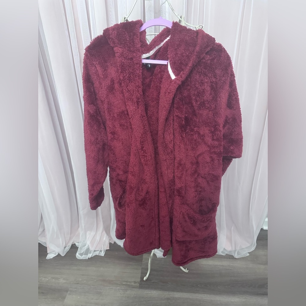 Torrid Burgundy Teddy Jacket with Hood